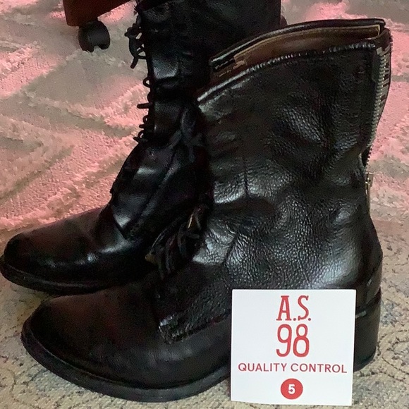 AS98 EUC ODIE COMBAT BOOT soft black leather lace up boots size 6/36 with box - Picture 4 of 13
